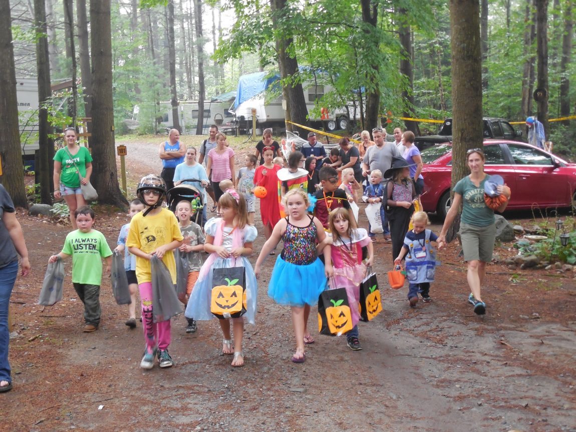 Warrensburg Travel Park Riverfront Campground in the Adirondacks Mountains near lake george kids trick or treating