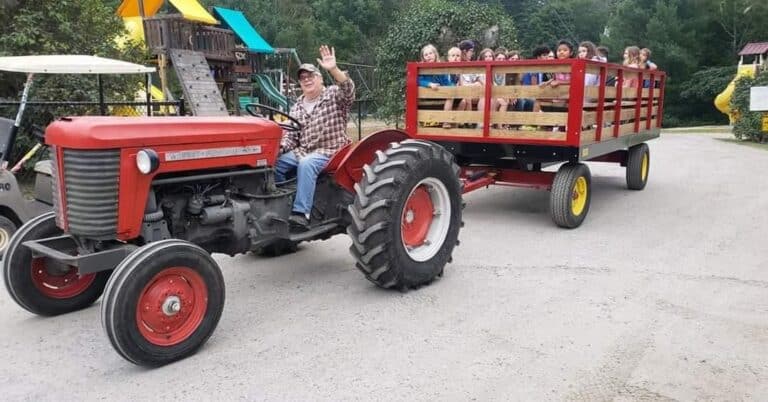 Hay wagon ride at the campground